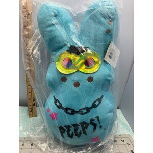 Blue Peeps Bunny Plush Easter Stuffed Animal Large with Glasses Chain